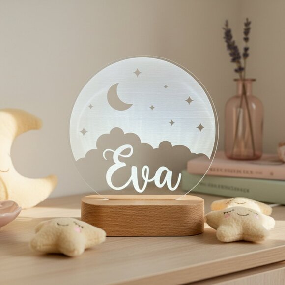Clouds & Stars Custom Name Light | Personalized LED Cloud Sign | Kids Gift - Picture 8 of 8